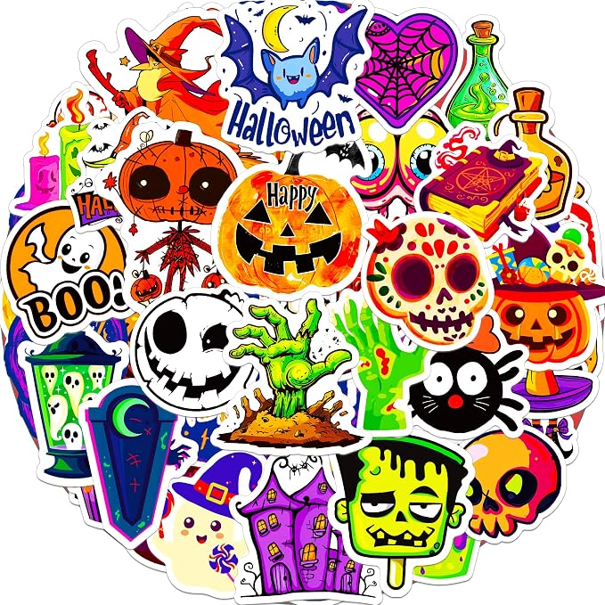 Halloween Stickers for Kids 50 Pcs Cute Halloween Stickers for Boys & Girls - skull sticker
