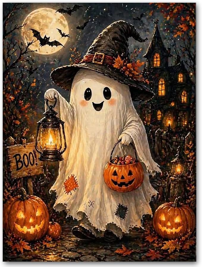SUJINMEI Ghost Paint by Numbers Kit for Adults Without Frame 16X20 inch - skull painting