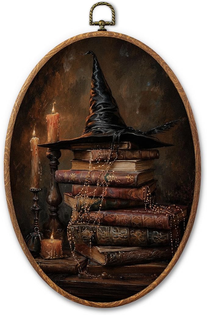 GMCDFHRQ Vintage Halloween Witch Hat Books Wall Art Decor