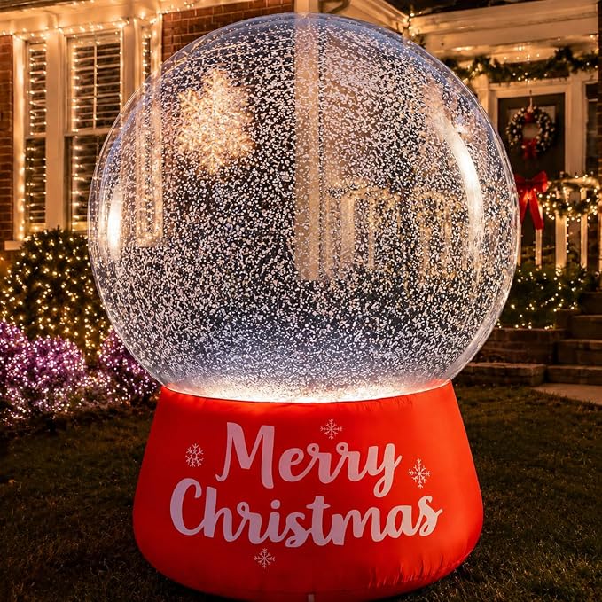 Foilswirl Gaint 6.56 ft Inflatable Christmas Snow Globe Decoration Outdoor - skull inflatable
