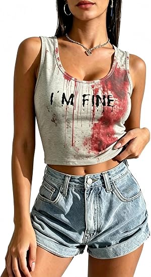 Halloween Skull Shirts for Women Funny Skeleton Graphic Tank Tops Sleeveless Vest Horror Costume - skull tshirt