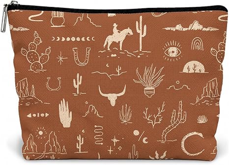 Western Cowgirl Desert Makeup Bag for Women,Western Themed Gifts - skull suitcase