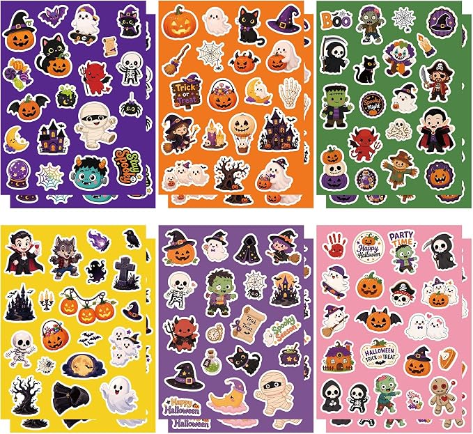 Halloween Stickers - 240 PCS Halloween Party Favors Water Bottle Stickers - skull sticker