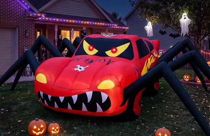 Super Giant Red 19.7FT Halloween Inflatables Spider Car Outdoor Decorations