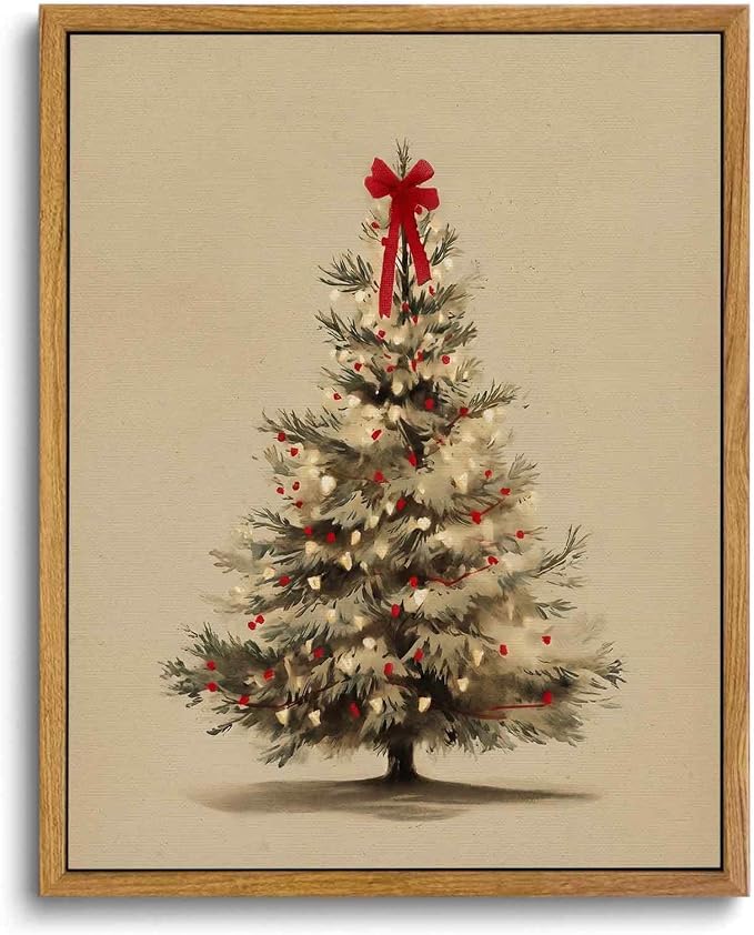 Framed Vintage Christmas Tree Canvas Wall Art Prints, 8x10in - skull painting