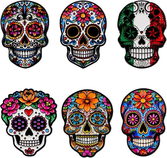 4/6/9/10/12/16/20PCS Cute Enamel Pins Bulk Set, Art Aesthetic Lapel Brooches, Humorous Quote Pins for Backpacks Jackets Hats Bags, Novelty Cool Badges for Women, Men, Teens, Kids - skull painting