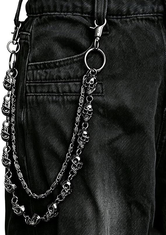Skull Wallet Chains for Men, Punk Accessories for Punk & Gothic Lovers - skull wallet