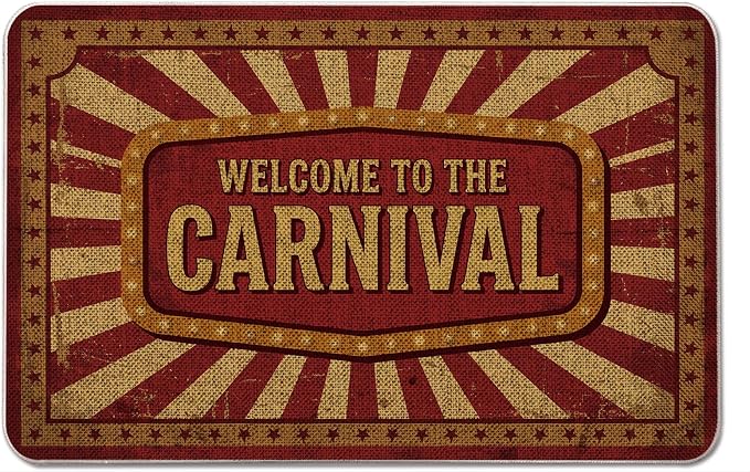 Halloween Door Mat Circus Carnival Creepy Haunted, Indoor Outdoor Welcome Rug for Home Kitchen 17 x 27 Inch - skull door mat