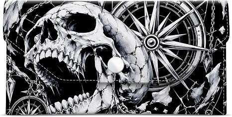 Cash Envelope Wallet Cute PU Leather Envelopes Bag for Men and Women, Reusable Budget Pouch for Budgeting Billing, Skull Wheel - skull wallet