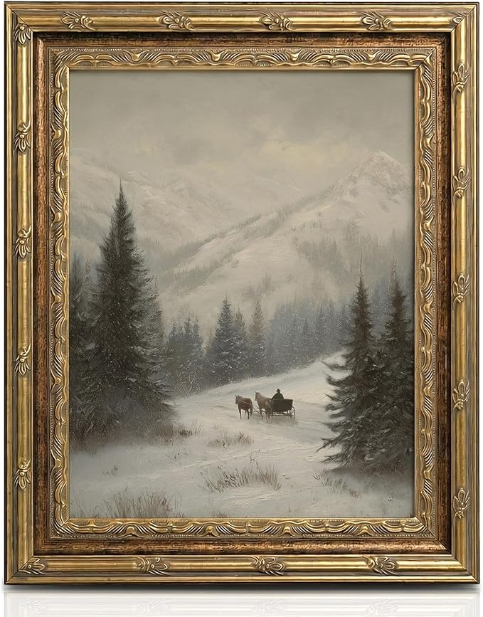 InSimSea Vintage Christmas Wall Art Decor, Winter Snowy Decoration, 13x16 - skull wall art
