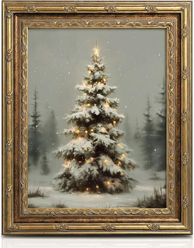InSimSea Vintage Christmas Tree Wall Art Decor, Holiday Wall Decor, 13x16In - skull painting