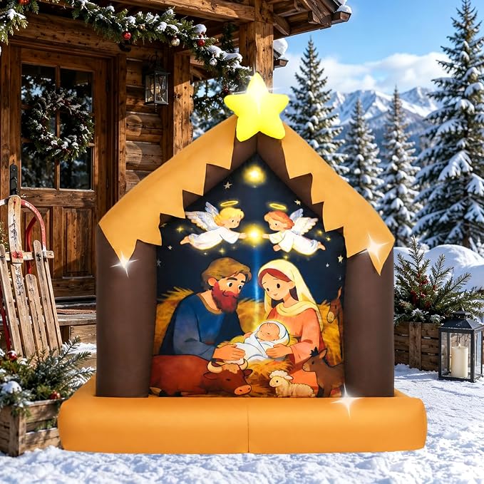 4 FT Christmas Inflatables Nativity Scene Outdoor Decorations - skull inflatable