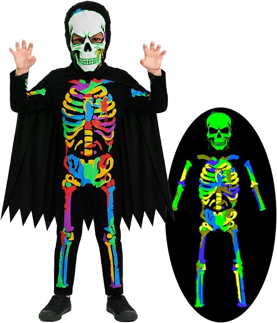 Kids Halloween Skeleton Costume Glow in The Dark Jumpsuit - skeleton