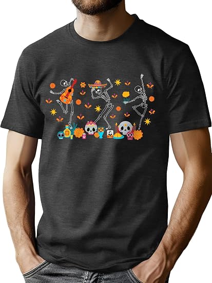 Dia De Los Muertos T-Shirt for Men Sugar Skull Graphic Short Sleeve Shirts - skull tshirt