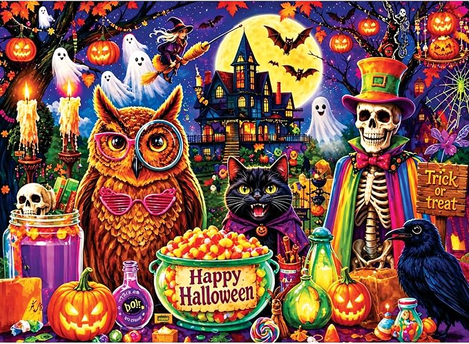 Halloween Puzzle for Adult 500 Piece,Horror Skull Ghost Night Jigsaw Puzzle