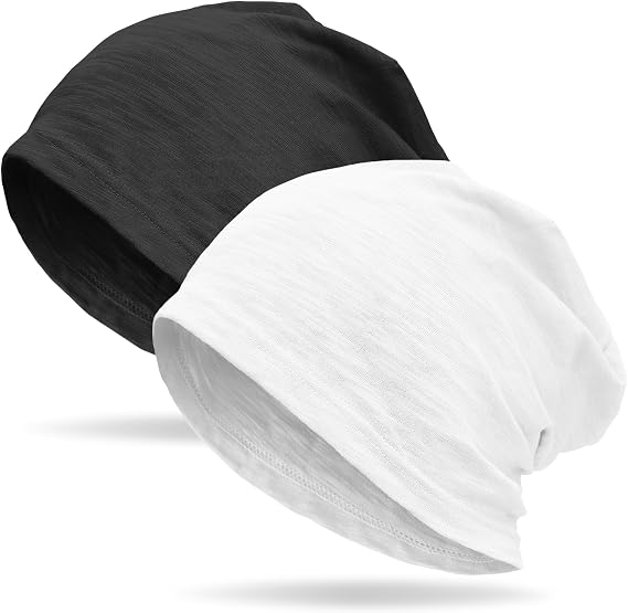 vidsel 100% Cotton Slouchy Beanie, Lightweight Summer Hats for Women Men - skull hat