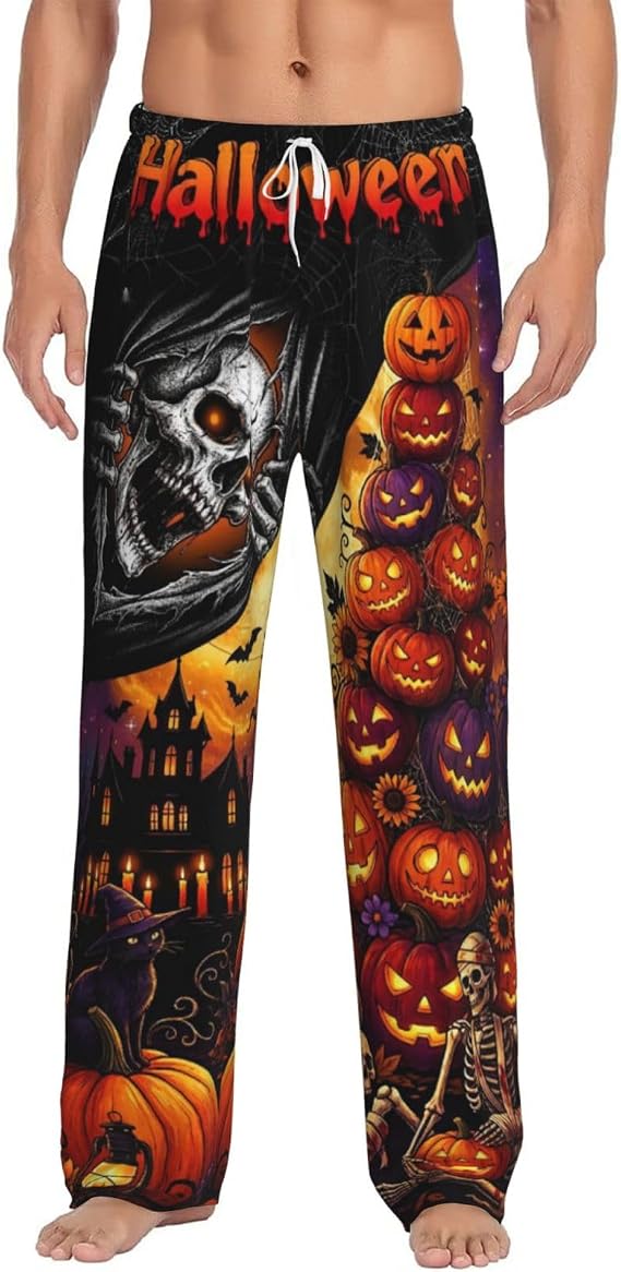 Funny Mens Pajama Pants Lightweight Pjs Bottoms Sleepwear Bottom Pants Comfortable Soft Men's Pajama Bottoms for Men - skull pajamas