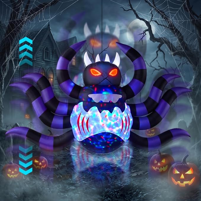 Halloween Animatronics Up/Down Auto-Motion Inflatable Spider Decorations - skull inflatable