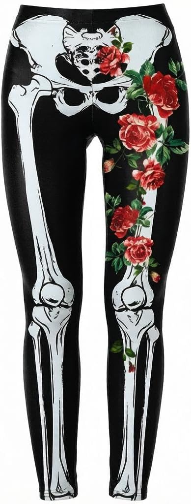GTETKDE Women's Halloween 3D Skeleton Yoga Leggings - skull leggings