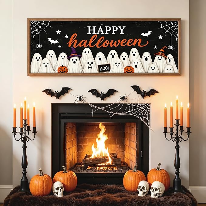 Halloween Wall Decor, Vintage Ghost Pumpkin Home Decoration 40"x15" - skull wall art
