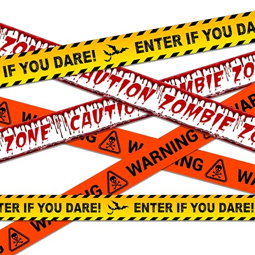 3 Pcs Halloween Decorations, 3inx90ft Caution Tape for Indoor Outdoor - skull sticker