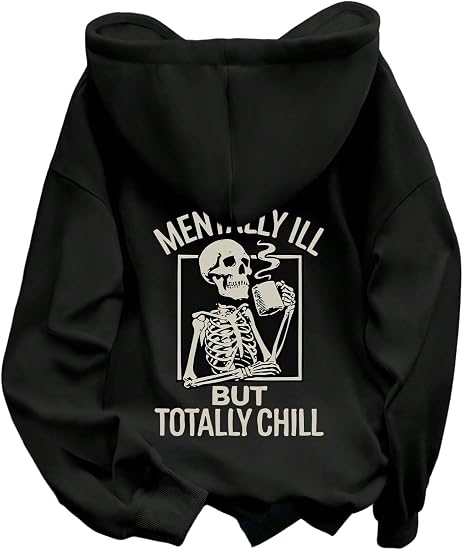 RoseSeek Women’s Skull Graphic Hoodies Halloween Drawstring Pullover Tops
