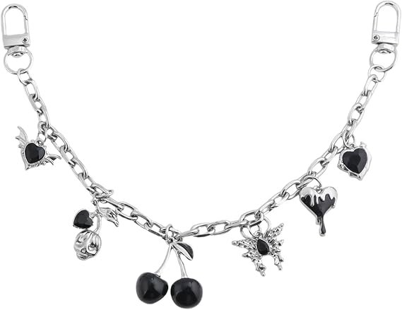 Gothic Cherry Bag Chain Charms - Y2K Aesthetic Purse Charms for Handbags - Devil Skull Heart Halloween Keychain Gift - sugar skull handbags for sale