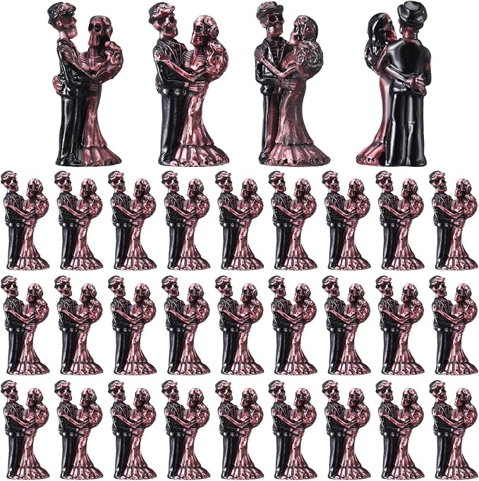 Soulchen 50 Pcs Day of The Dead Mini Figurines Bride and Groom Skeleton - skull figurine