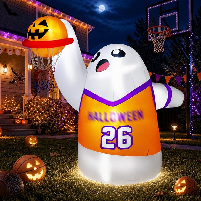 5FT Halloween Inflatable Decoration Outdoor Blow Up Slam Dunk Ghost - skull inflatable
