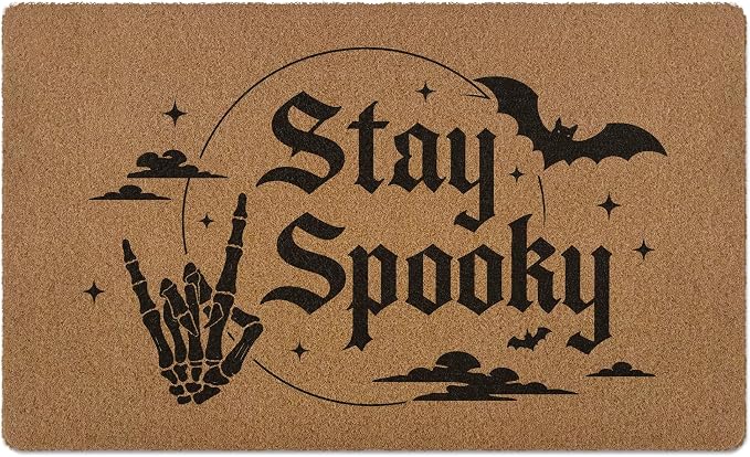 Halloween Gothic Skeleton Bat Welcome Door Mat Doormat 30x17in