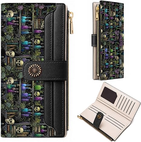 Maicican Womens Wallet, Skull RFID Blocking Thin Wallet for Women - skull wallet