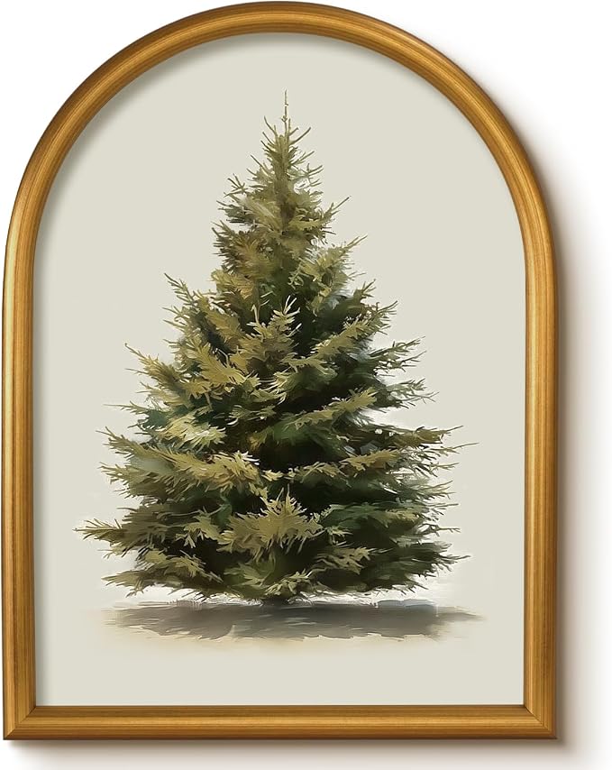 ARPEOTCY Vintage Christmas Framed Wall Art, Winter Tree Pictures, 12x16in - skull wall art