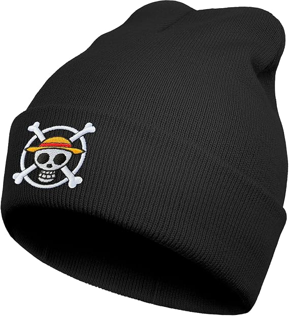 Halloween Anime Knit Beanie Hats for Men Women Cool Goth Cosplay OP Outfit Emo Funny Skull Skeleton Winter Pullover Cap Casual Birthday Black - skull hoodie
