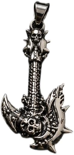 Stainless Steel Skull Axe 47X25mm Pendant Silver Plated Charm Necklace Without Chain Handmade For Men & Women Power Symbol Meaningful Jewelry |LK_SSC_0165 - skull plate