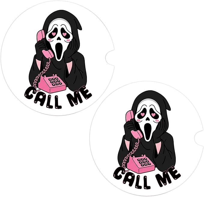 Horror Car Coasters Set of 2, Skull Gothic Car Ceramic Accessories, 27 - skull coaster