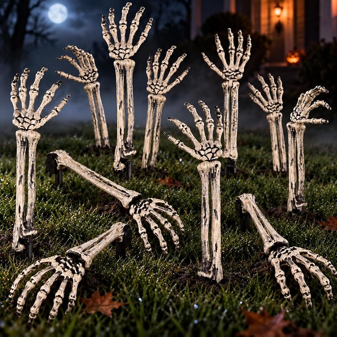 Halloween Decorations Outdoor, 10 Pcs Skeleton Arms Yard Stakes,17.7in - skeleton