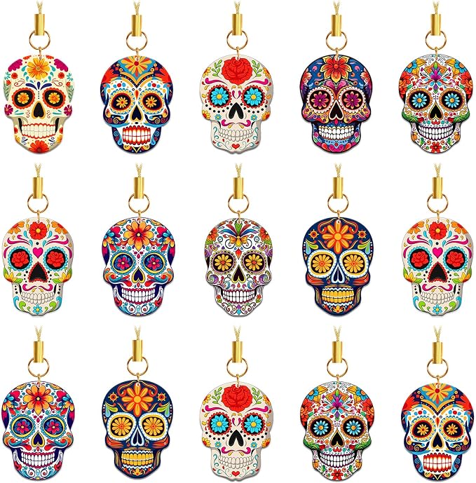 36Pcs Skull Ornaments Double Side Dia De Los Muertos Hanging Decor