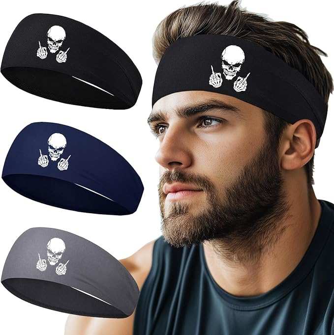 3pcs Sweat Band Headbands Men Women Christian Jesus Cross Sport Sweatbands - skull headband