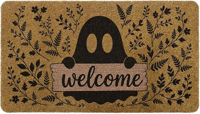 Halloween Ghost Welcome Door Mat Faux Coir Doormat 17×30 Inches