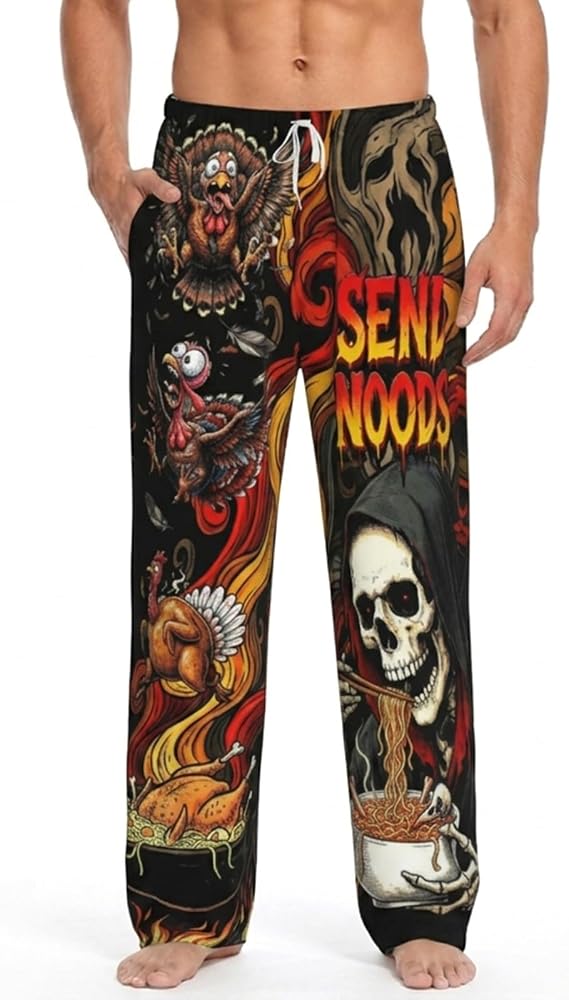 Mens Pajama Pants, Men's Sleep Lounge Pants Bottoms，Pjs Sleepwear Valentines Day Gifts Pajamas Pants For Men Him - skull pajamas
