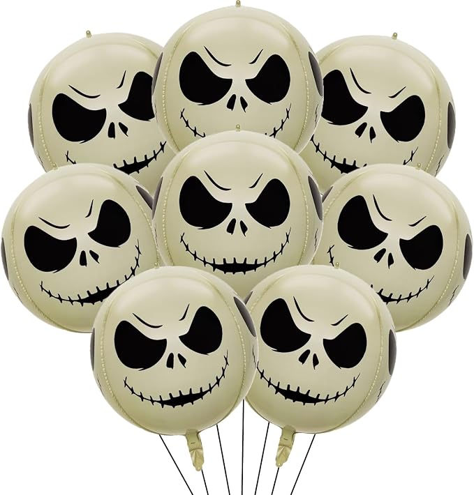 8 Pcs 4D Halloween Balloons, 22 Inch Skull Head Balloons for Halloween Party Decorations Ghost-themed Birthdays Haunted House Parties Decor Supplies - skull inflatable