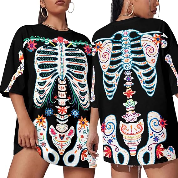 Day of The Dead Shirts for Women Día De Los Muertos Sugar Skull Tee - sugar skull costume