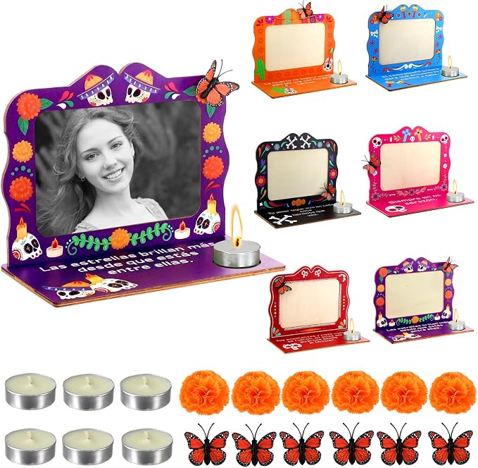 Dia De Los Muertos Decorations Picture Frames, Medium Day of the Dead Altar - skull candle