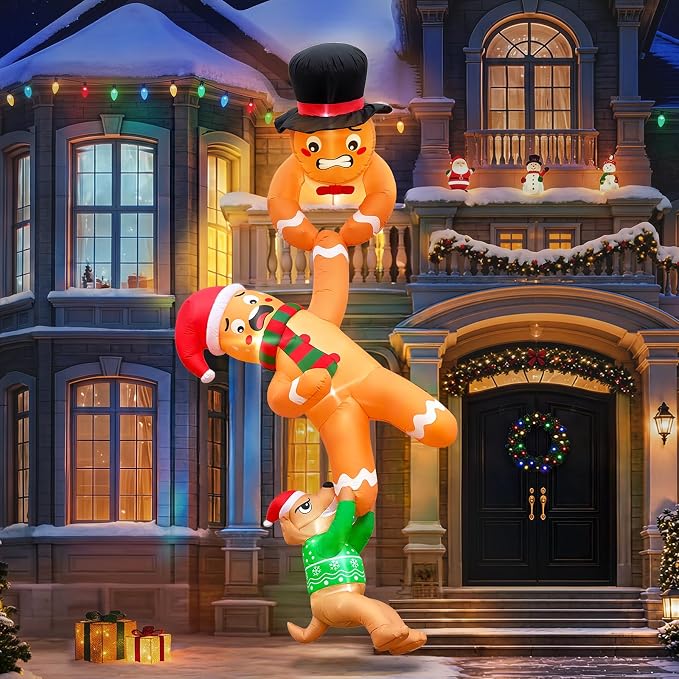 10FT Hanging Christmas Inflatables Gingerbread Man Outdoor Decorations - skull inflatable