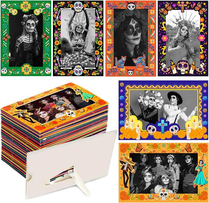 Dia De Los Muertos Decorations Picture Frames, Paper Day of The Dead Altar - skull candle