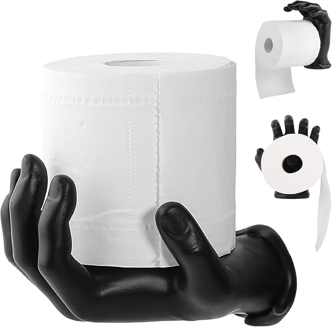 Toilet Paper Holder Black Toilet Paper roll Holder Wall Mount Unique Black Bathroom Accessories Funny Gothic Gift - skull toilet paper