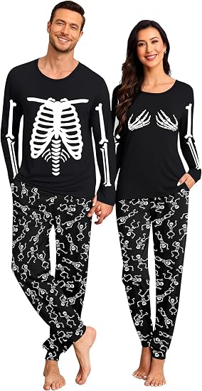 Couples Halloween Christmas Pajamas Matching Pj Set for Men and Women
