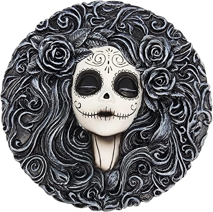 Fantasy Gifts Day of the Dead Girl Incense Burner – Decorative Stick Incense Holder with Detailed Sugar Skull Design, Tabletop Ash Catcher for Home, Office, Shelf, Desk and Collectible Display (3557) - skull incense burner