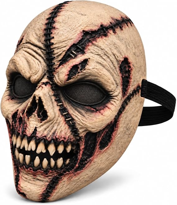 Scary Halloween Mask for Adults, Creepy Smiling Demon Latex Mask - sugar skull costume