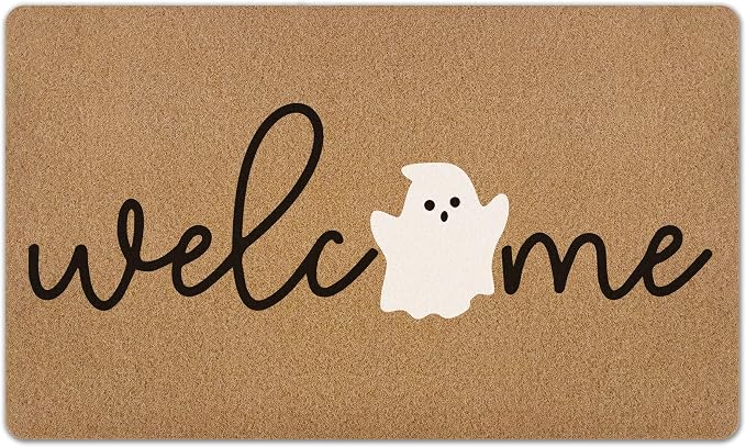 Halloween Ghost Welcome Door Mat, Spooky Ghost Doormat